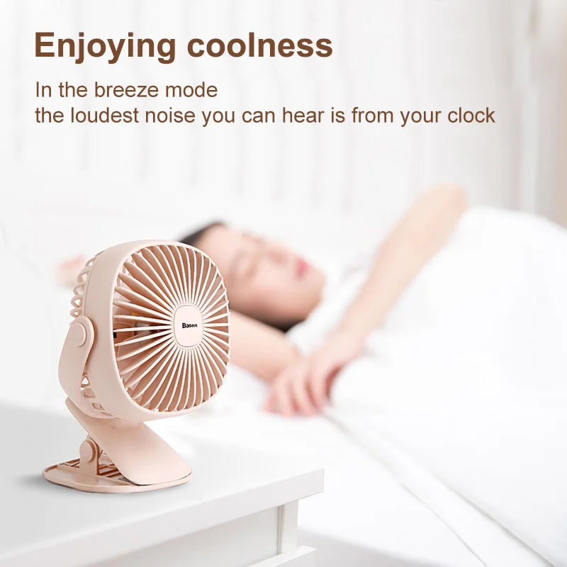 Baseus перезаряжаемый вентилятор с зажимом воздушным охлаждением USB Настольный
