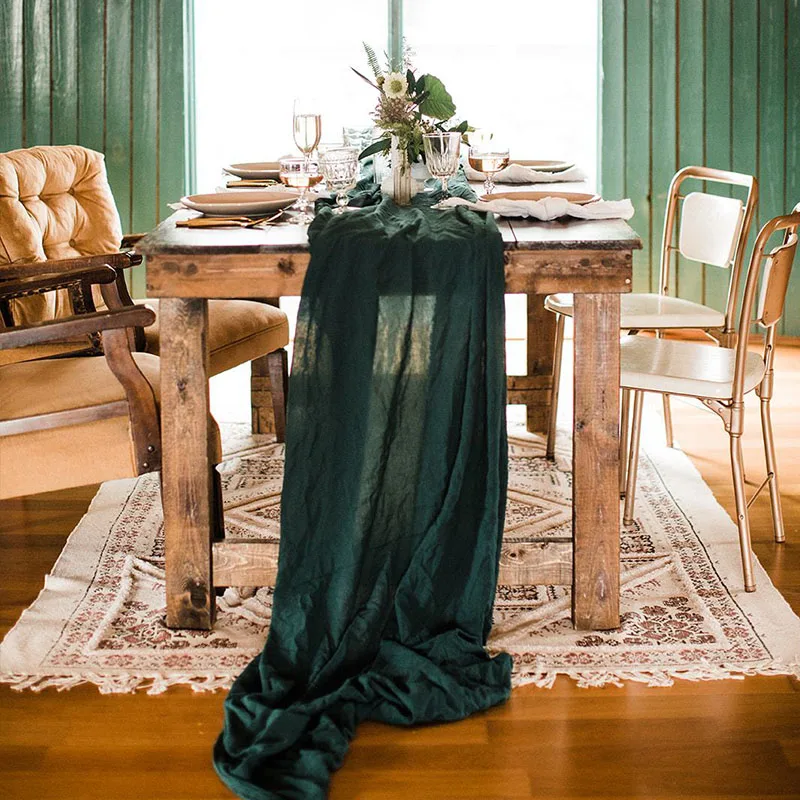 

WED DECOR cotton gauze table runners and tablecloths lovely green chairs runners reusable muslin party table runner 62 x400cm