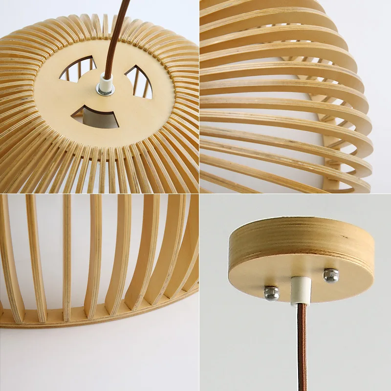 Современные деревянные подвесные светильники в виде птичьей клетки бамбуковые