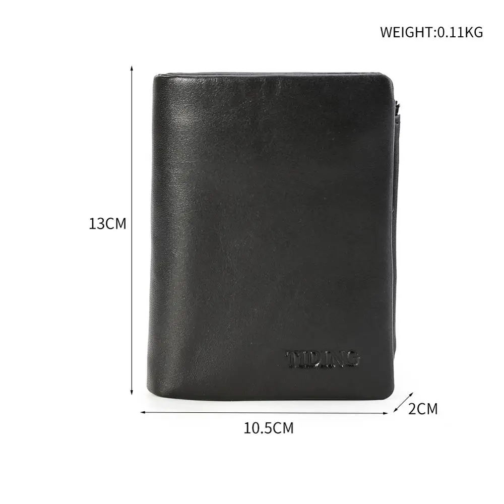 Tiding мужской кошелек из натуральной кожи с монетницей на молнии маленький зажимом
