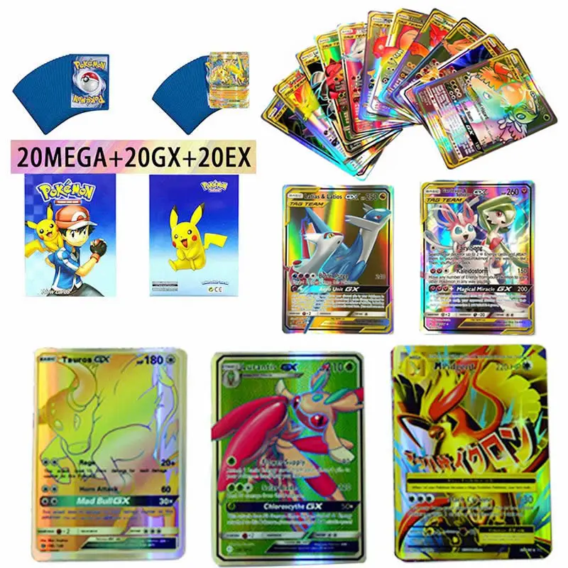 60 шт Pokemon Cards крутая игра VMAX GX EX MEGA английский торговый бустер коробка TAKARATOMY