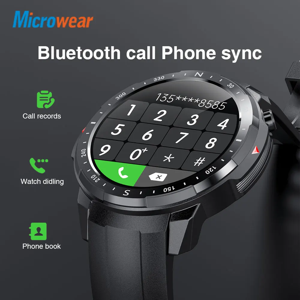 Microwear L20 Смарт часы Bluetooth Вызов IP68 монитор сердечного ритма во время сна