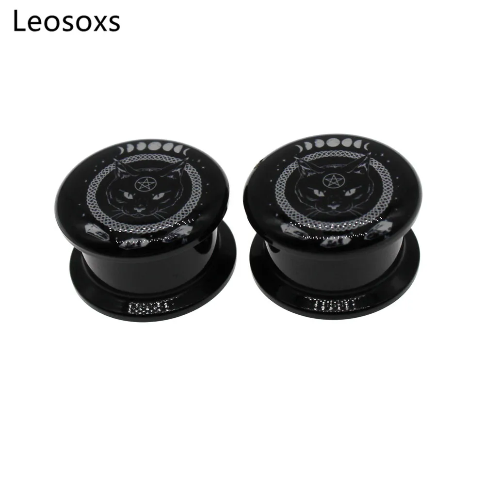 Leosoxs 2 шт. взрывоопасных личность акрил с принтом головa кота ухо расширитель