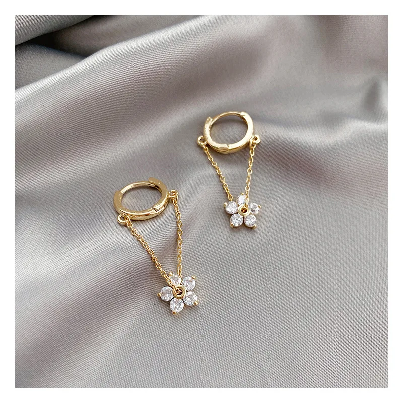 

Mosquito Coil Ear Clip Women's Earless Summer Small Eardrops Exquisite Flower Chain Rhinestone Earrings Ear Studs Earrings
