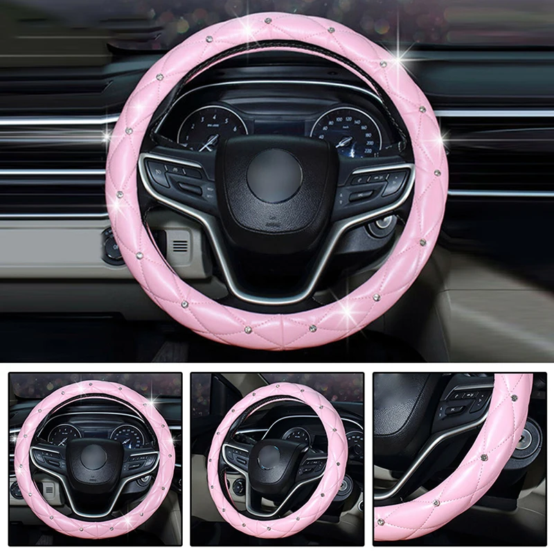 

Steering Wheel Cover Crystal Rhinestone Covered 13 Styles Anti-slip For 38CM Car Styling Steering-wheel For Girl Women 1 Pcs