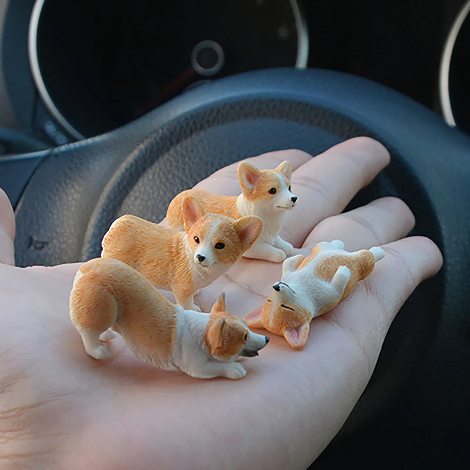 

5/8PC Mini Corgi Cute Decoration Simulation Puppy Model Creative Car Decoration Accessories Modern Statue Figure