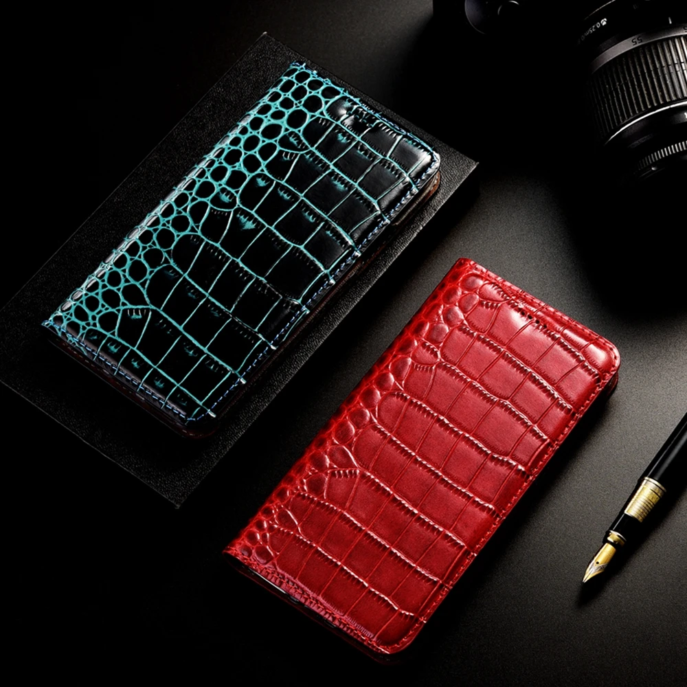 

Wallet Genuine Leather Flip Phone Case For TP-LINK Neffos C7 C9 Max C9S C9A Y5 Y6 Y7 X9 N1 X1 Lite X20 Crocodile Texture Cover