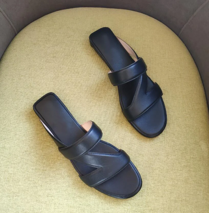 

2021 Spring Autumn New Women Shoes Slipper Chunky Heel Comfortable Pure Color Open Toe Slippers Lazy Mules Shoe Various Color