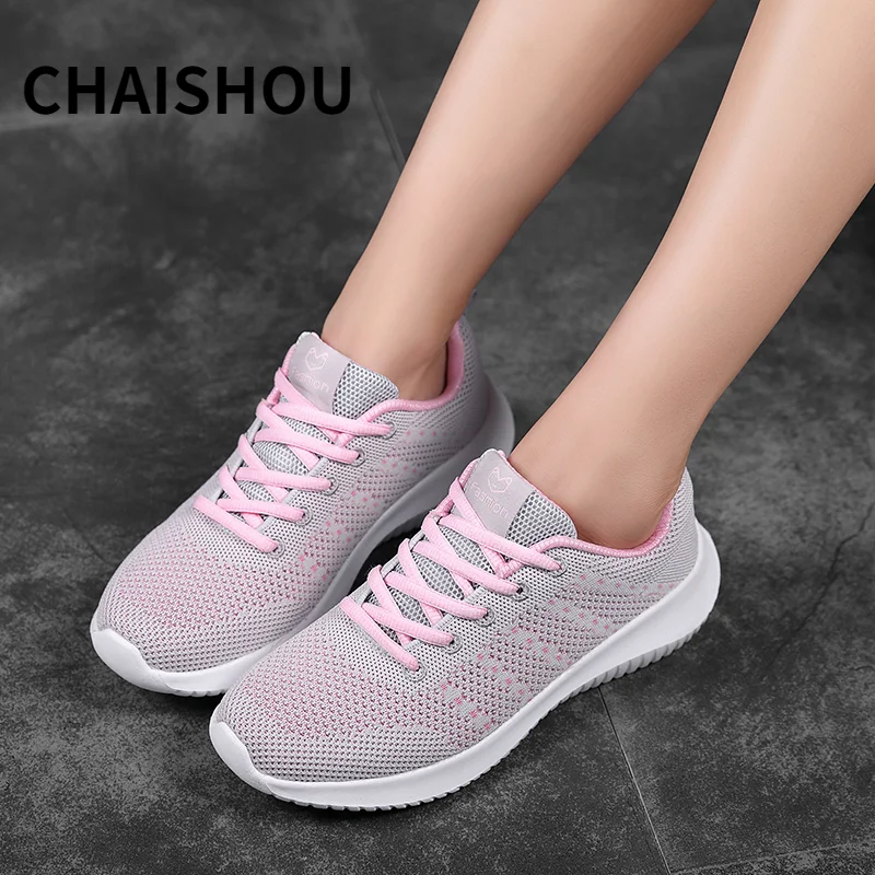 

QZ144 Summer Woman Sneakers Mesh Lace-up Breathable Lightweight Casual Platform Shoes Tenis Feminino Zapatos Mujer Plus Sizes 42