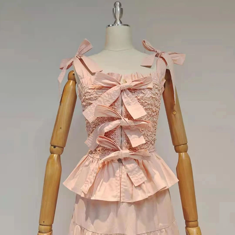 

TWOTWINSTYLE Vintage Two Piece Set For Women Square Collar Sleeveless Top High Waist Ankle Length Skirts Casual Sets Female 2021