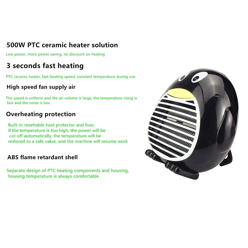 EAS-Cute Cartoon Penguin Appearance Desktop Heater Home Desk Surface with US plug | Бытовая техника