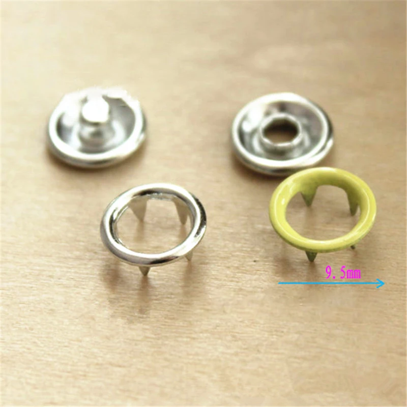 

100 Sets Prong Ring Press Studs Snap Buttons Fasteners 9.5mm DIY Tool Plier Kit Plier Hand Tools for Baby Clothes Handbags