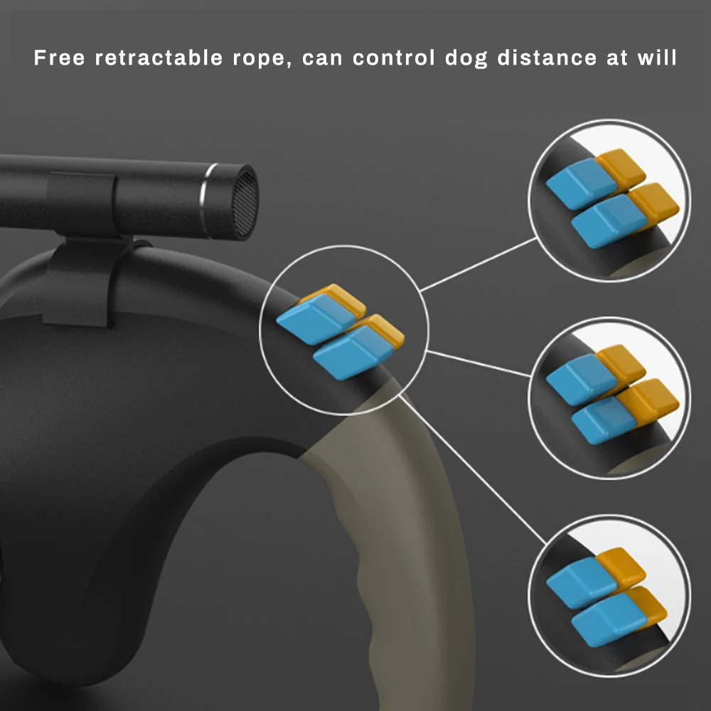 1 шт. двойной выдвижной авто поводок для собак с светодиодный светильник 360