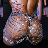 2021 shiny crystal body chain package hip skirt women summer handmade rhinestones sexy party nightclub shorts skirts outfit