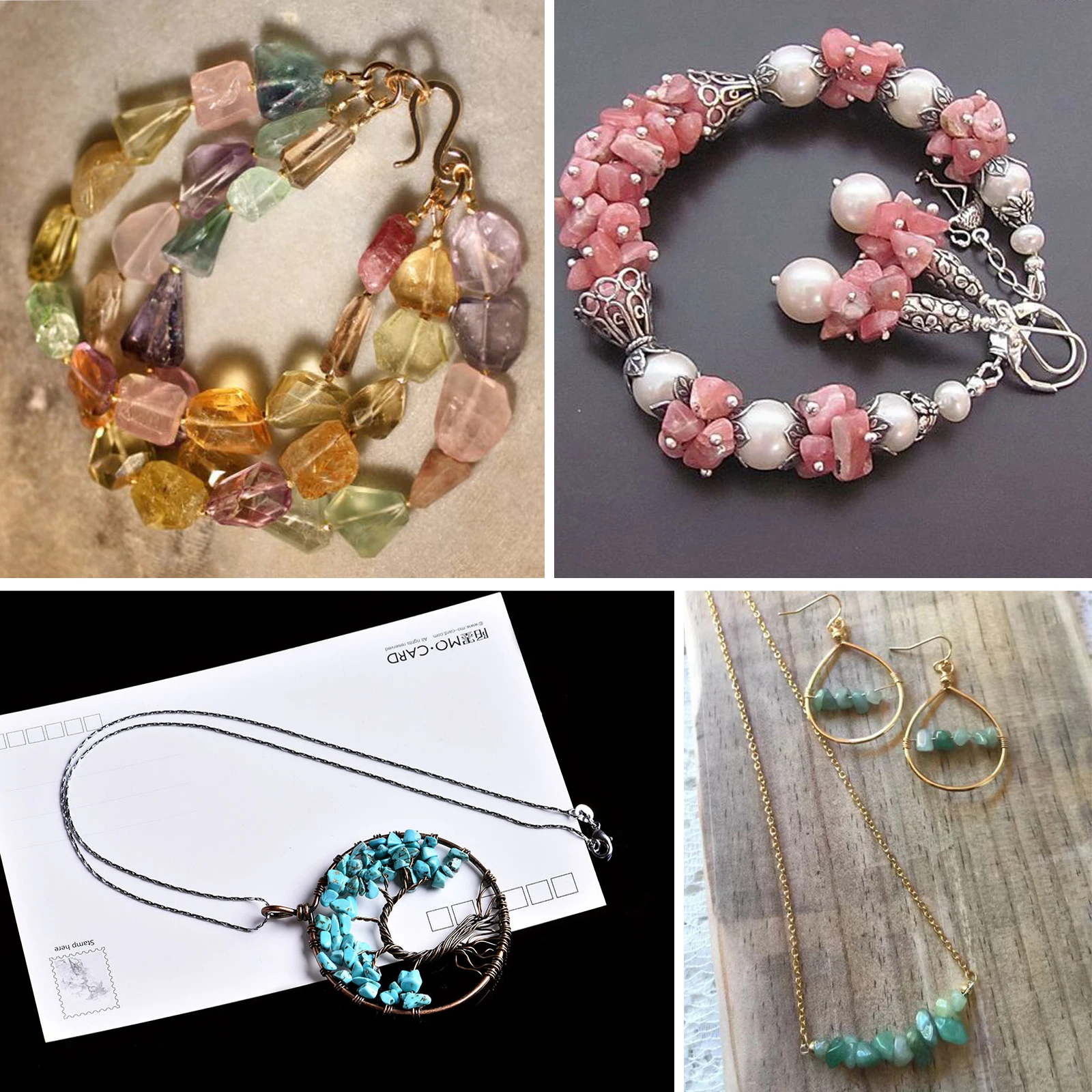 

Crystal Stone Chips Beads, Jewelry Making Natural Gemstones Kit, Crystal Beads for Earring Necklace Jewelry Making Findings and