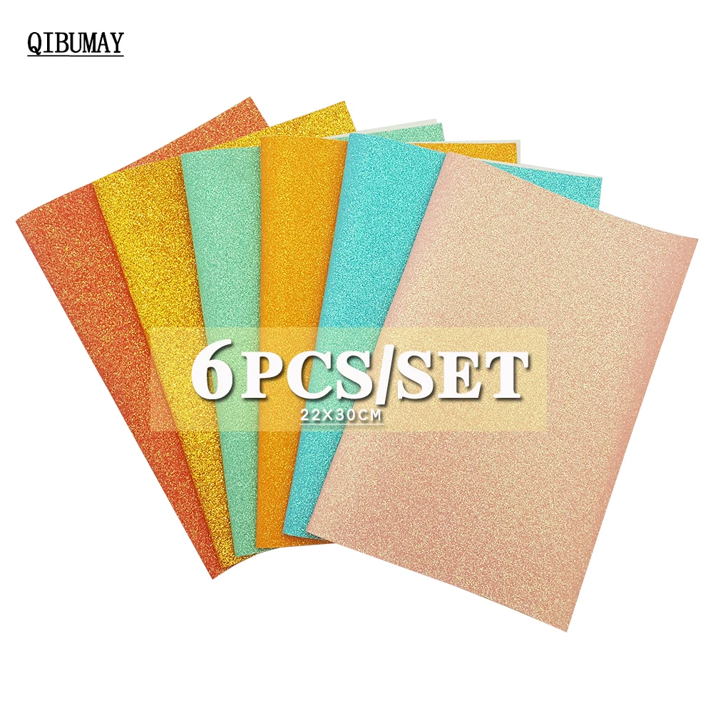 

QIBUMAY 6 шт. блестящая виниловая ткань A4 Размер однотонная ткань для банта ручной работы украшение для сумки DIY аксессуары для волос кожаная тк...