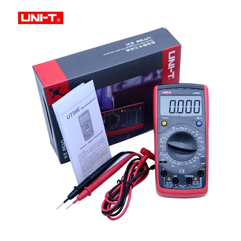 

UNI-T UT39E Digital Multimeter AC DC Voltage cruuent tester Transistor Diode test Manual range Data hold Voltmeter Ammeter