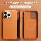 Магнитный чехол с анимацией для iPhone 13 Pro Max Magsafe, силиконовый кожаный мини-Магнитный чехол с беспроводной зарядкой для 13 дюймов