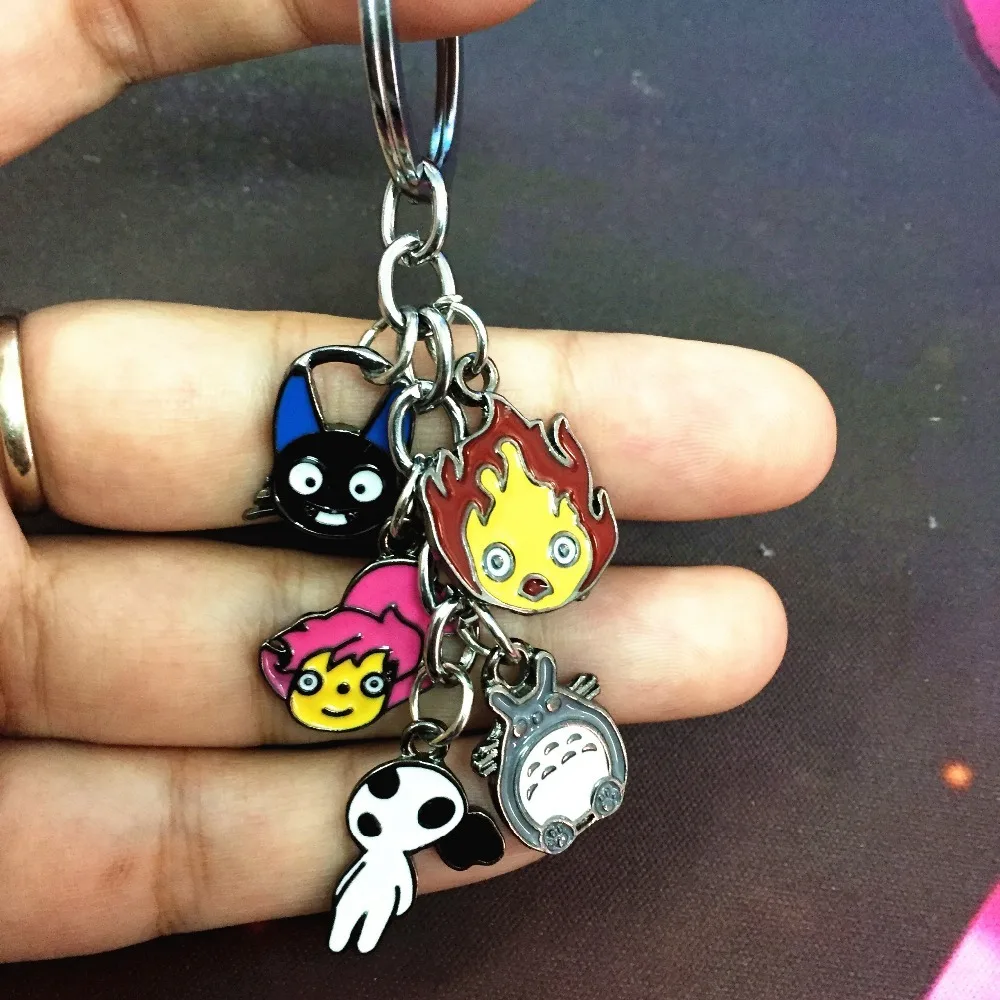 Металлический брелок для ключей Totoro JiJi calcium Fer с 5 подвесками из цинкового сплава