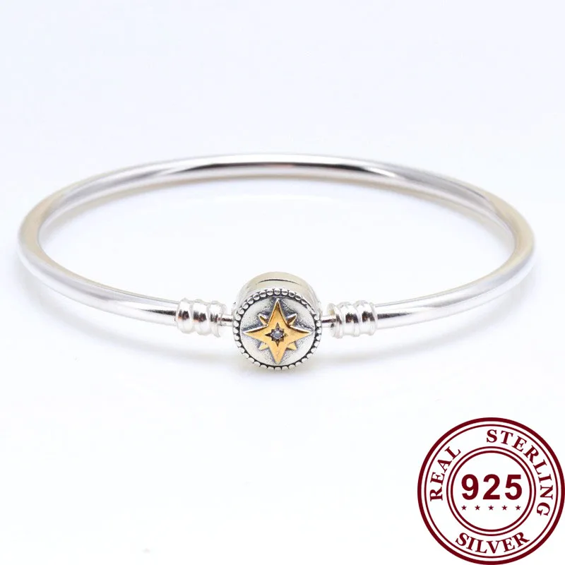 

100% 925 брелок Silver Pan Bracelet Creative Five Point Star Button Pan Bracelet Fit European Charm Bracelets Women Jewelry