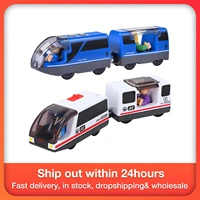 1 set small train magnetic rail toy railway locomotive magnetically connected electric with wooden track present for kids