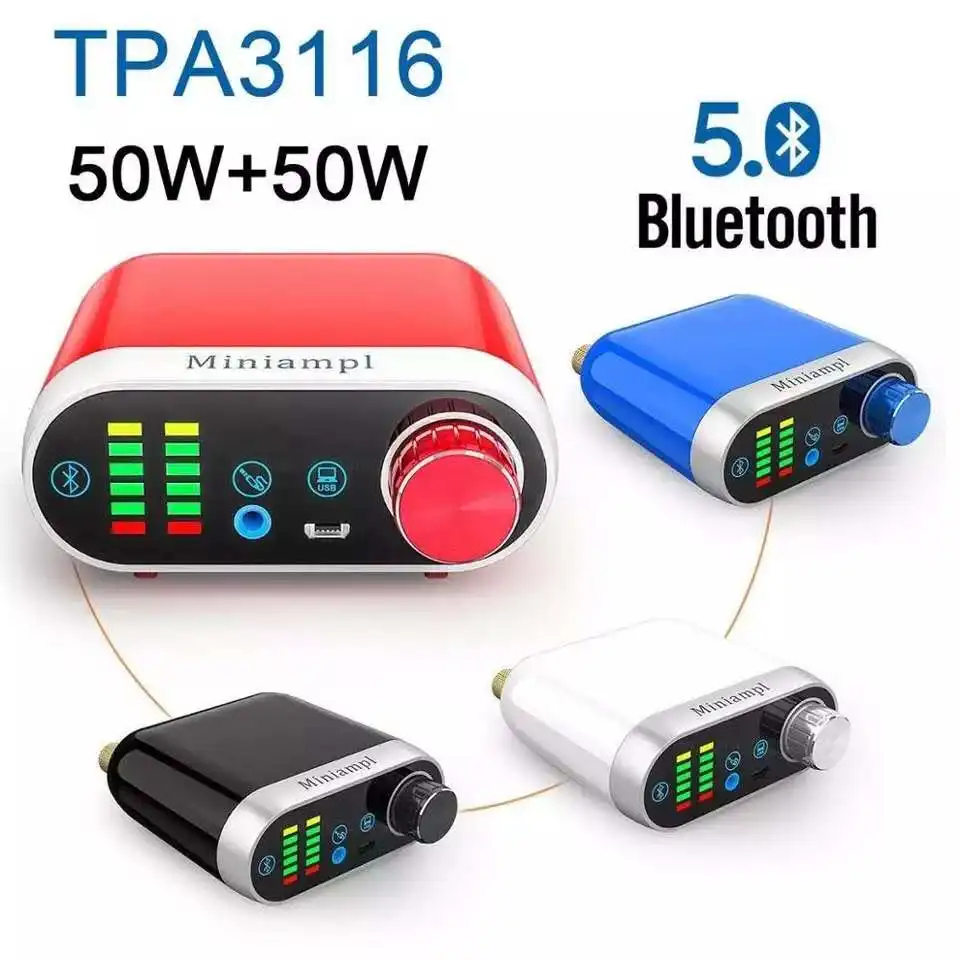 Мини усилитель мощности HiFi Bluetooth 5 0 класса D Tpa3116 цифровой Amp USB звуковая карта AUX 50