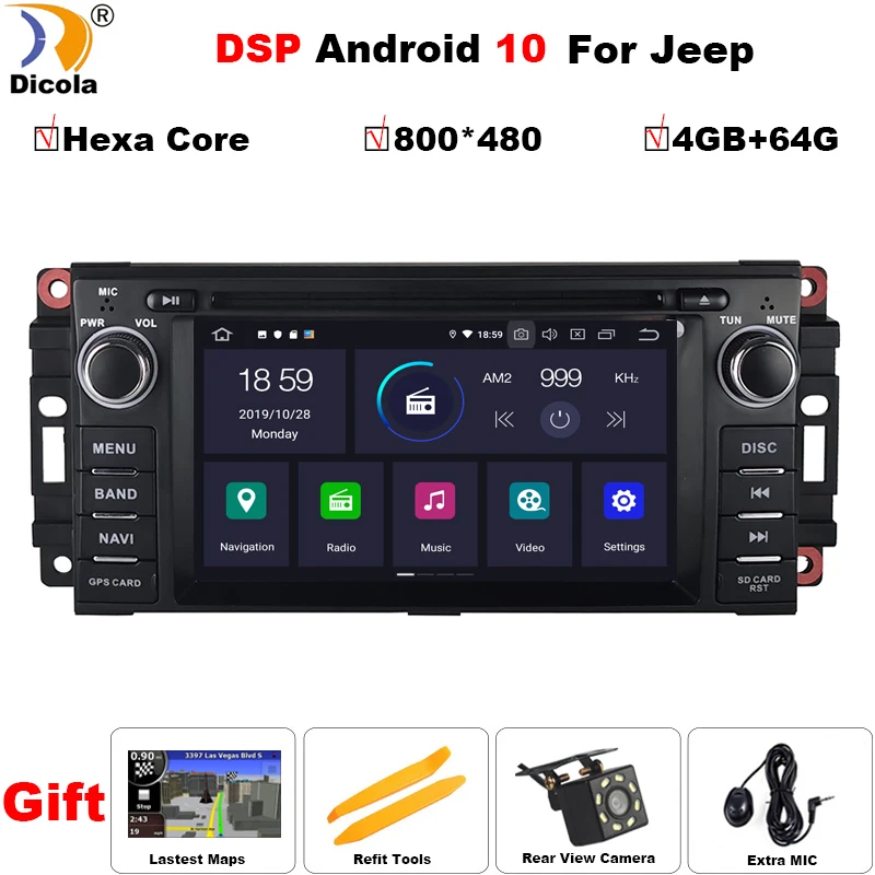Автомобильный DVD плеер PX6 DSP Hexa Core Android 10 GPS навигация для Jeep Sebring Grand Cherokee Compass Wrangler