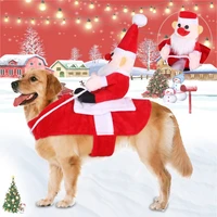 novelty pet christmas riding dress warm apparel party dressing up cosplay clothing funny clothing pet cosplay coat for dogs