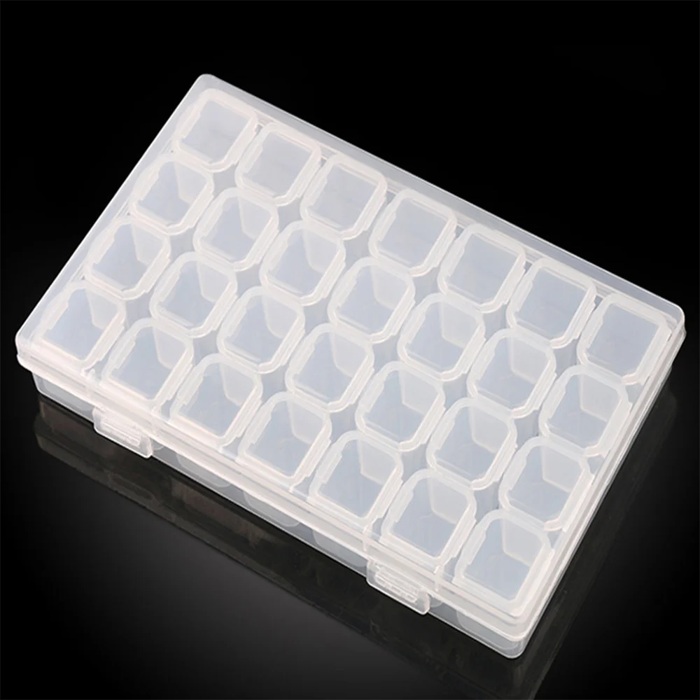 28 слотов Прозрачный Многоцветный Пластиковый пустой ящик для хранения