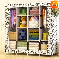 delivery normal large size modern simple wardrobe fabric folding cloth storage cabinet diy assembly easy install reinforcement