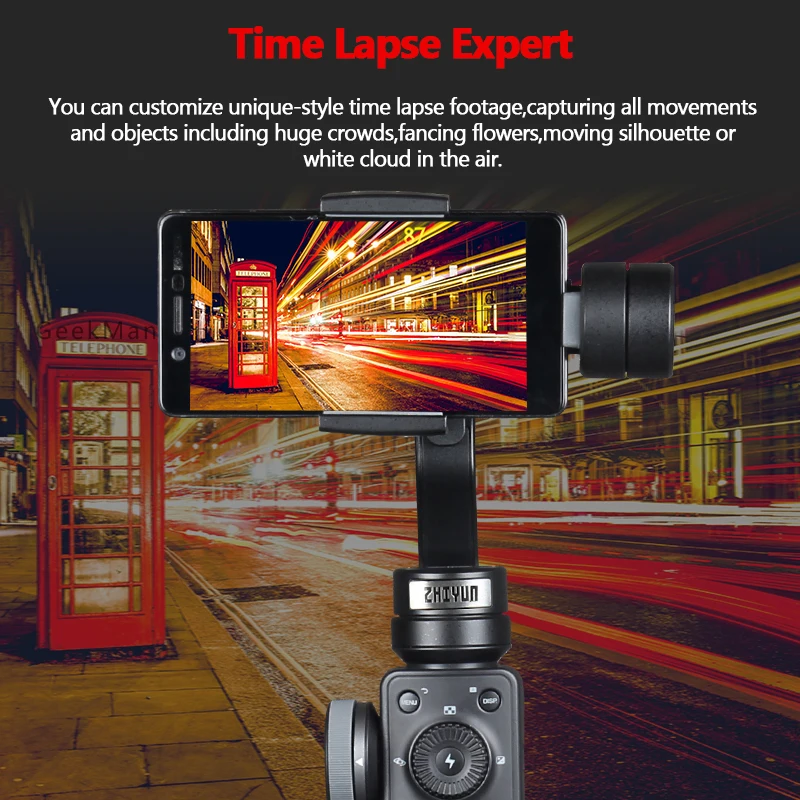 Zhiyun Smooth 4 3 осевой переносной карданный стабилизатор для смартфона iPhone X 8 7 6 6S Plus