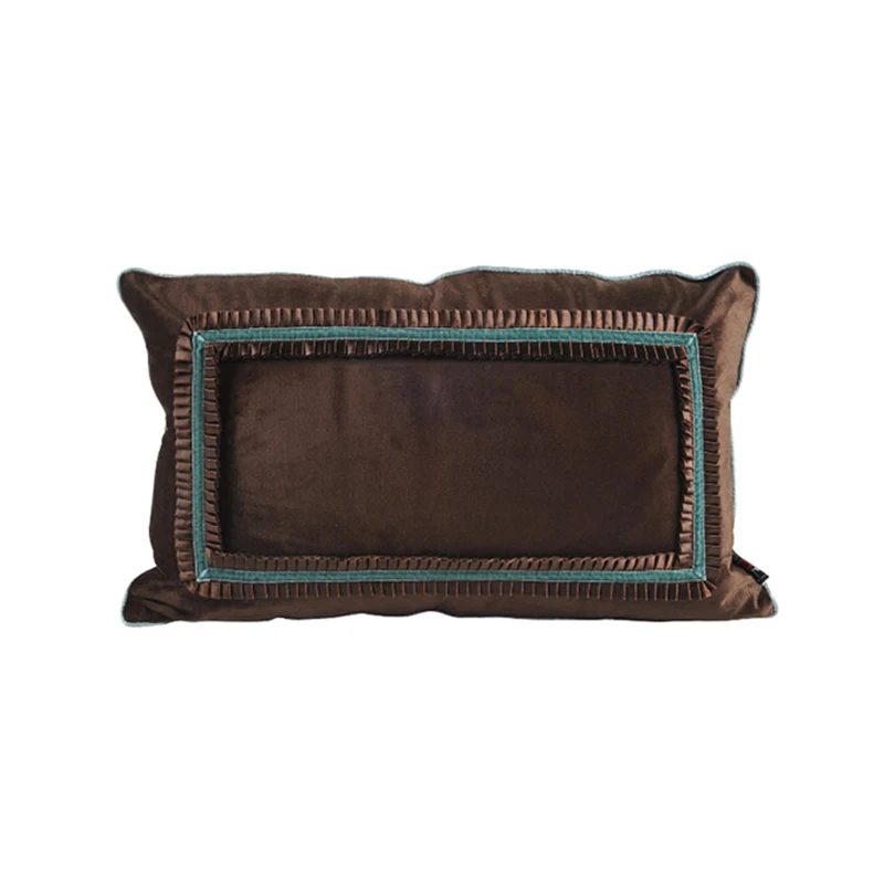 

Diphylleia Lacy Lumbar Pillow Case Exclusive Design Pillow Sham Coffee Brown Velvet Textured Rectangle Cushion Cover Dropship