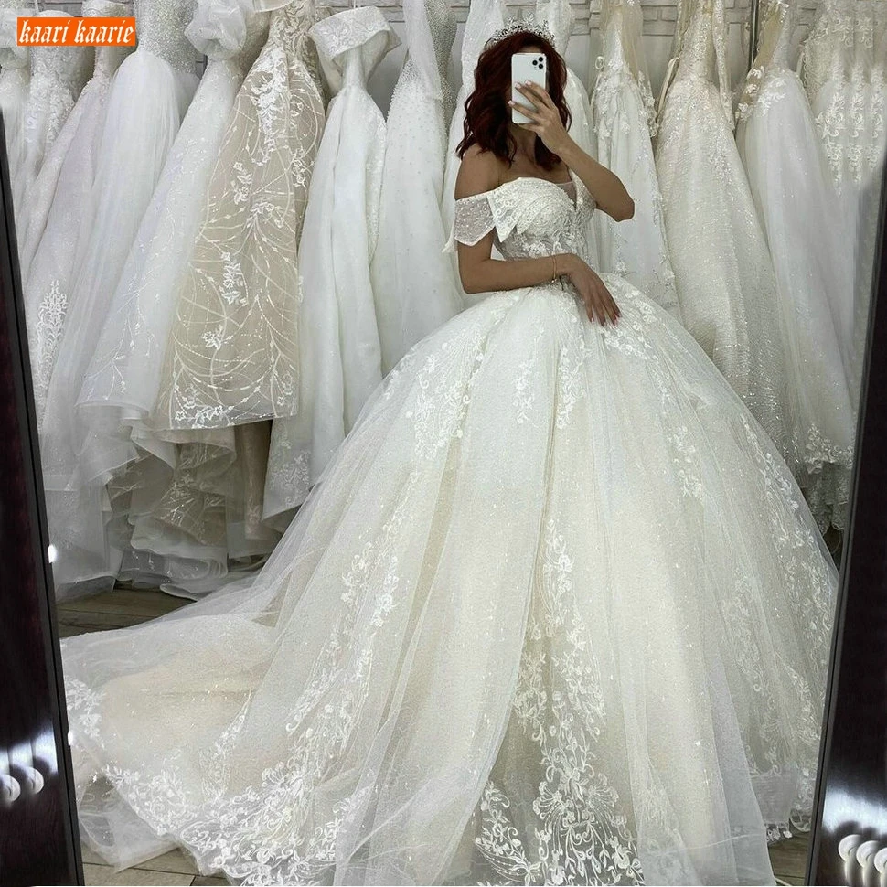 Sumptuous Lace Wedding Gowns Off Shoulder Appliqued Tulle Ball Gown Princess Church Bride Dress Long Custom Made Dresses | Свадьбы и