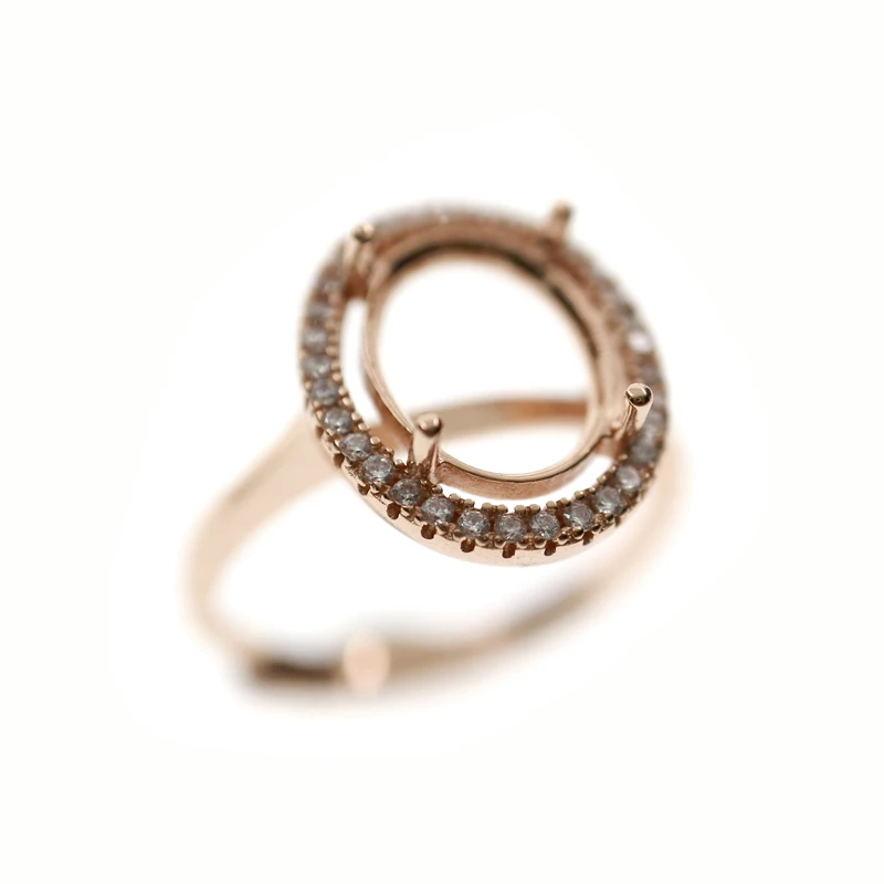 Rose Gold Несколько размеров, розовое золото, серебро, овальный камень CZ, установка зубца, серебро 925 пробы, ободок, лоток, сделай сам, регулируемые кольца, настройки 1224001 - Цвет: Rose Gold