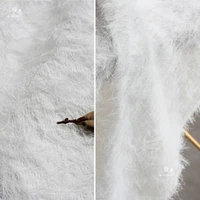 feathers tassels embroidered fabric white diy background decor stage clothes various skirt wedding dress designer fabric