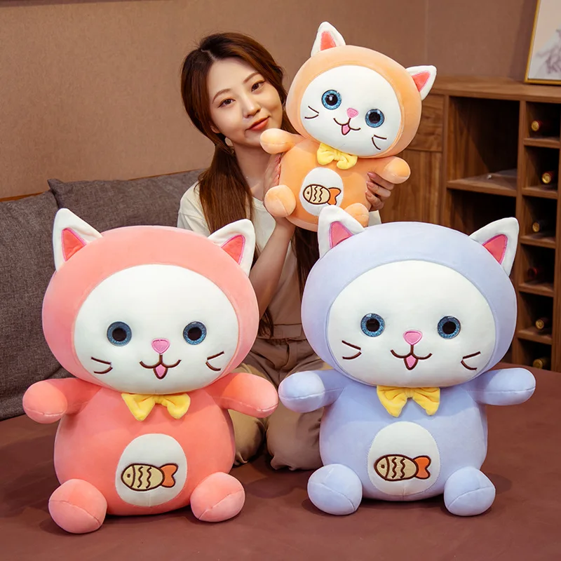 

Милая мультяшная кошка 35 см, мягкая булочка, плюшевые игрушки, мягкие милые животные, подушка, куклы для детей, подарки на день рождения для д...