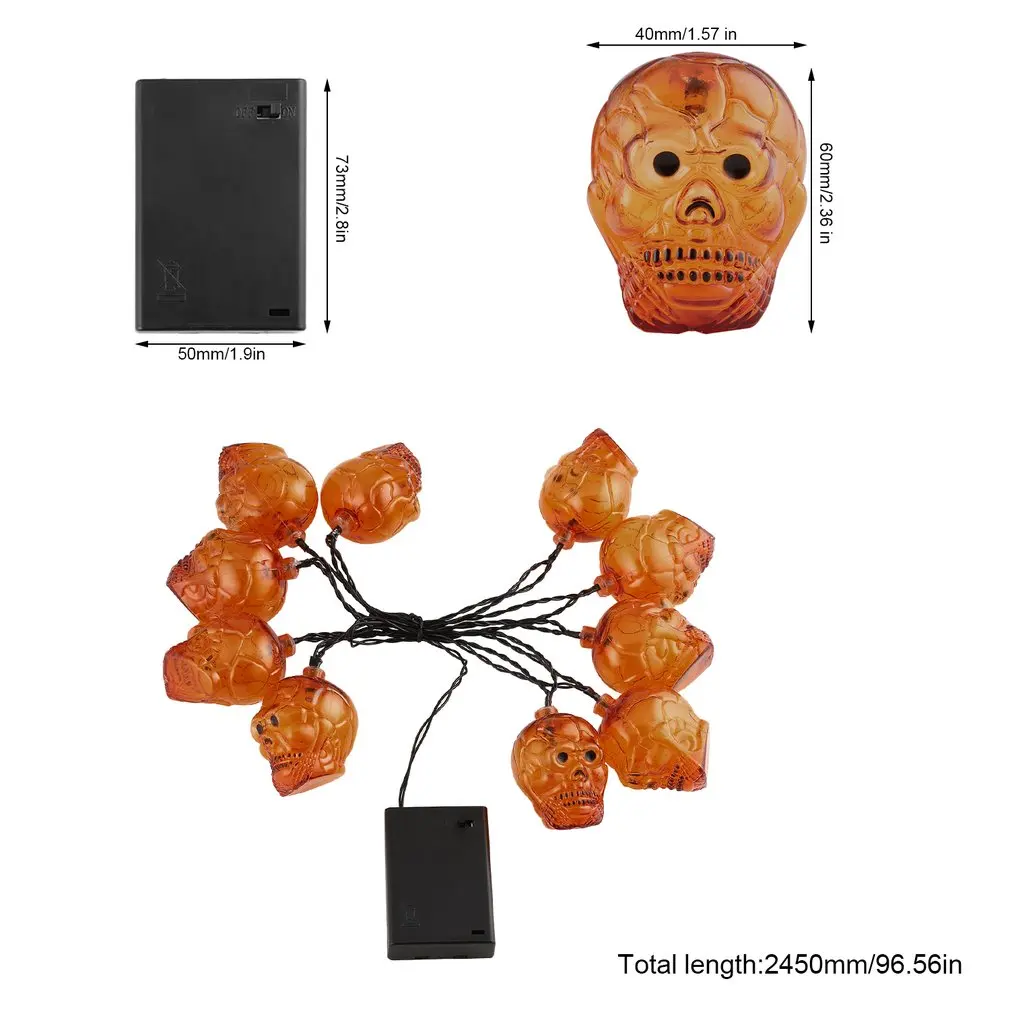 

1.9M Skull Shape Light Strip Festoon Party Fairy String Lights With Battery Box for Easter Day Decoration