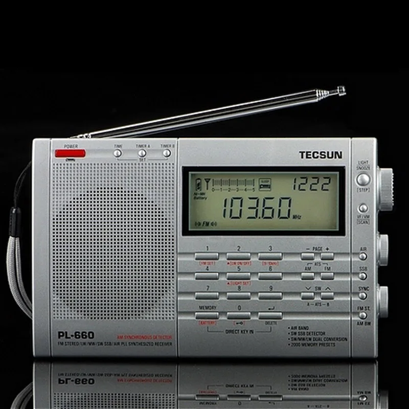 TECSUN PL-660 радио PLL SSB VHF радиоприемник FM/MW/SW/LW радио многодиапазонный двойной преобразования TECSUN PL660 - Цвет: Серебристый