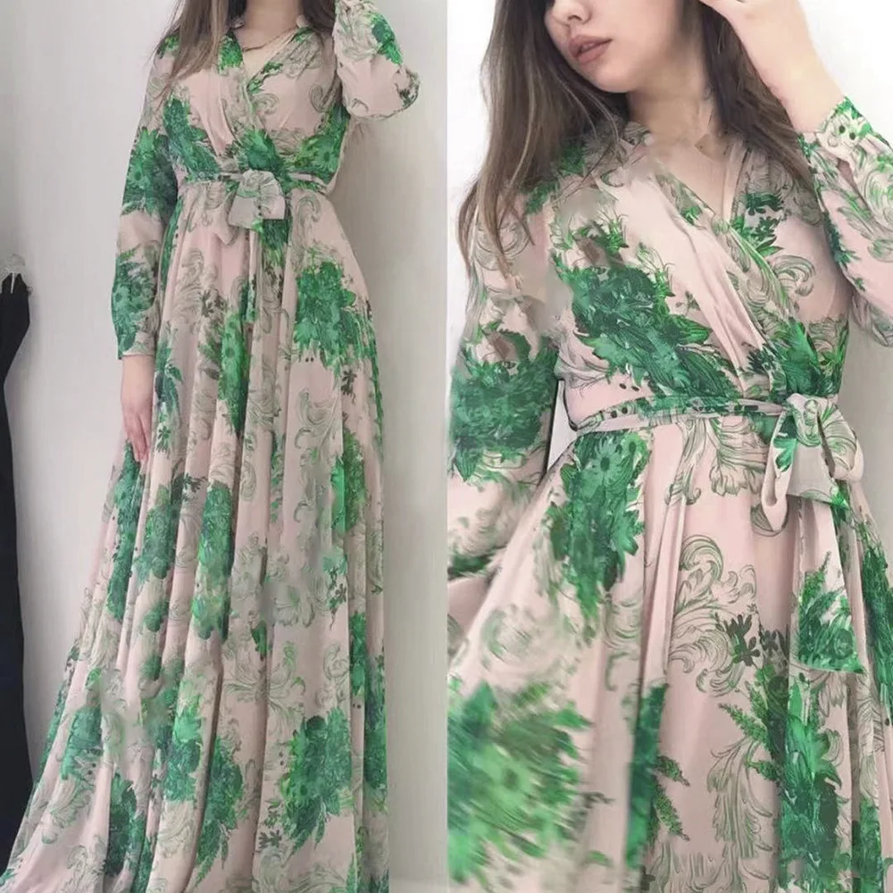 Long Sleeve muslim Dresses For Women African Party Gowns Evening Dress 2021 Dubai Chiffon Abaya Kaftan Ladies Clothing Robe