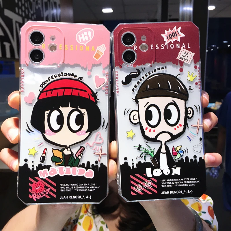 

Funny Cute Cartoon Couple Clear Phone Case For iPhone 13 Pro MAX 12 11 X XS XR 7 8 Plus SE2020 Transparent Soft Shockproof Cover
