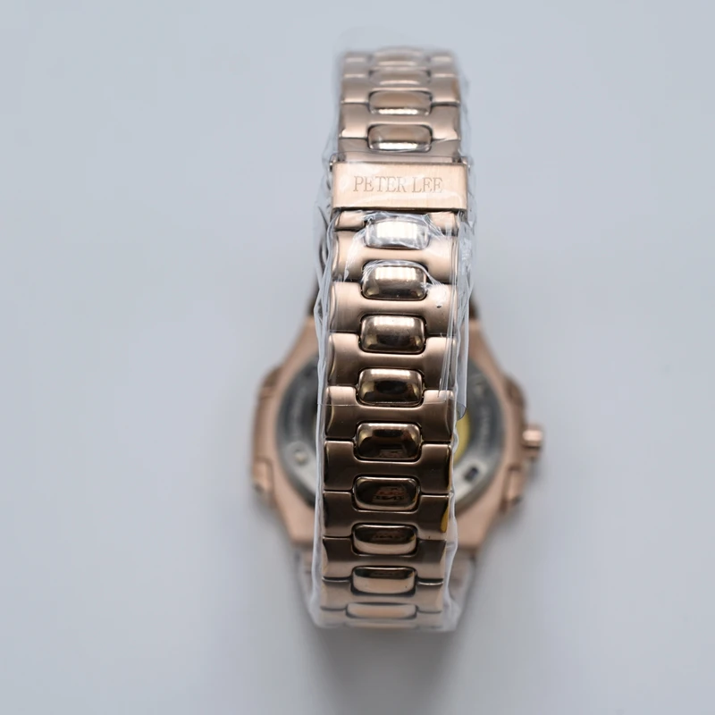 

PETER LEE luxury brand daydate classic rose gold mens nautilus mechanical watch dropshipping full steel men automatic wristwatch