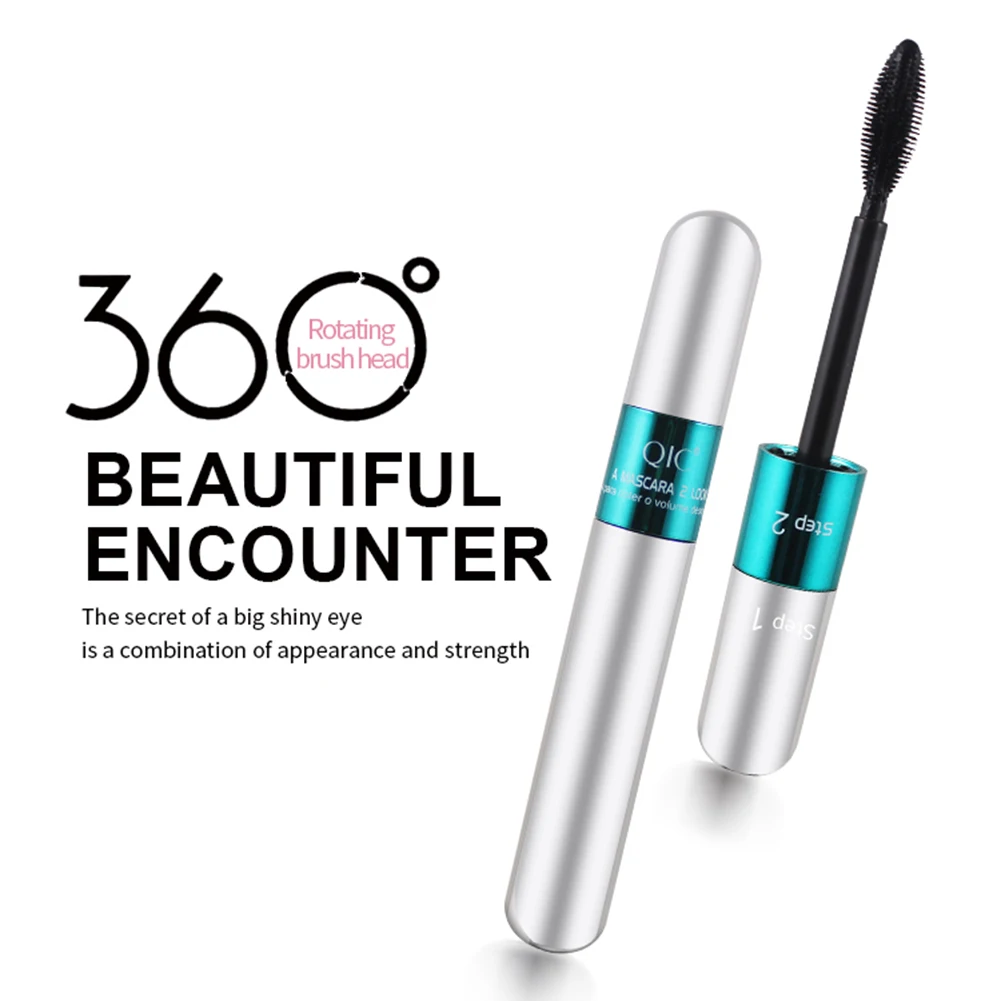 QIC 9 г тушь с двойной щеткой без пятен утолщение завивка для ресниц 3D волокно Тушь