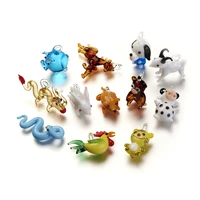 5pcs handmade chinese zodiac lampwork pendants mixed color animal charms pendant for necklace diy jewelry making crafts