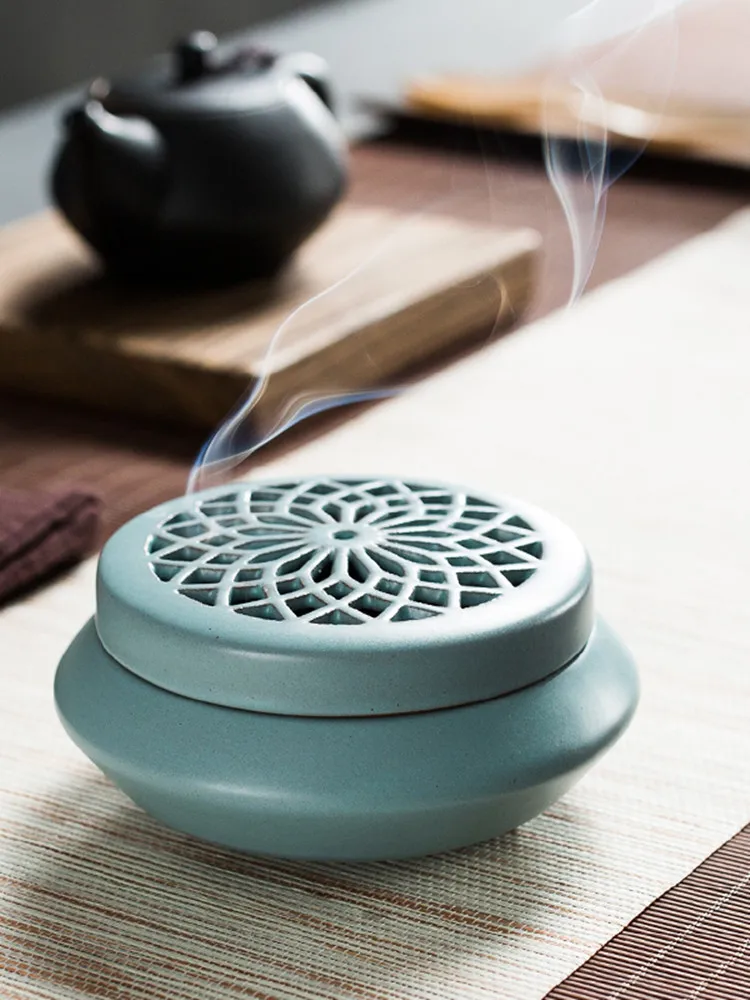 

Hollow Incense Burner Round Ceramic Sandalwood Pagoda Household Tea Ceremony Indoor Offering