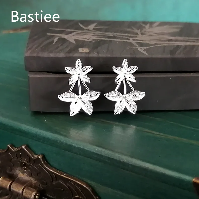 Женские серьги-гвоздики с цветком Bastiee свадебные серьги ручной работы из