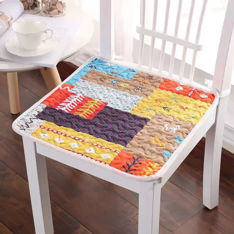 

100% Cotton Soft Chair Cushion Padchair With strap Office Stool Butt Cushion Non-slip Seat Cushion Chair Square Seat Pad