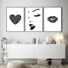 Настенная модульная Картина на холсте HD изображения черно-белое сердце губы живопись абстрактный скандинавский постер для гостиной домашний декор