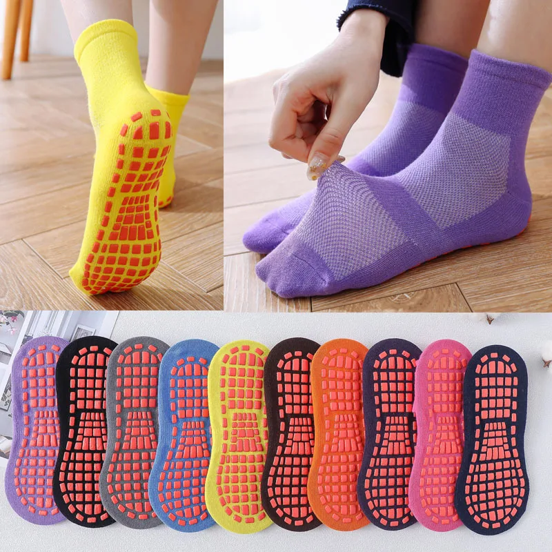 

5 Pairs of Trampoline Socks Non-slip Men and Women Spring and Summer Thin Playground Mesh Breathable Dance Sports Candy Color
