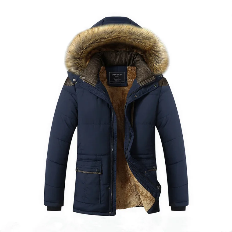 

Winter New Warm Thick Fleece Parkas Men Waterproof Hooded Fur Collar Parka Jacket Coat Men Autumn Fashion Casual Parkas Men Y495