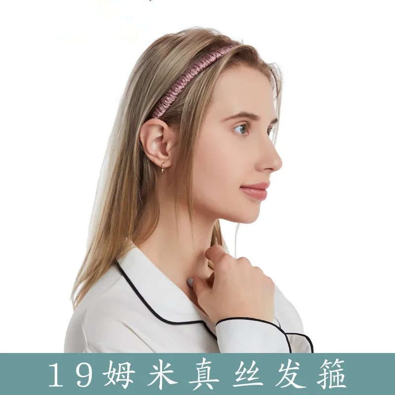

100% Real Mulberry Silk pleated women Headband hoop 19 momme solid color Hair Accessories Headdress ladies Hoop